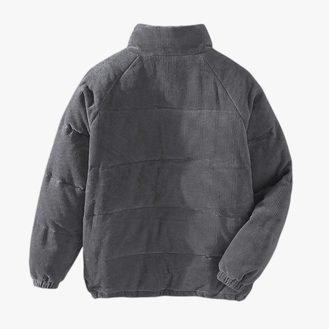 Gray corduroy jacket on a white background