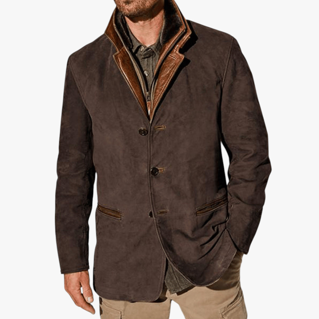 Brown jacket with brown collar on a white background