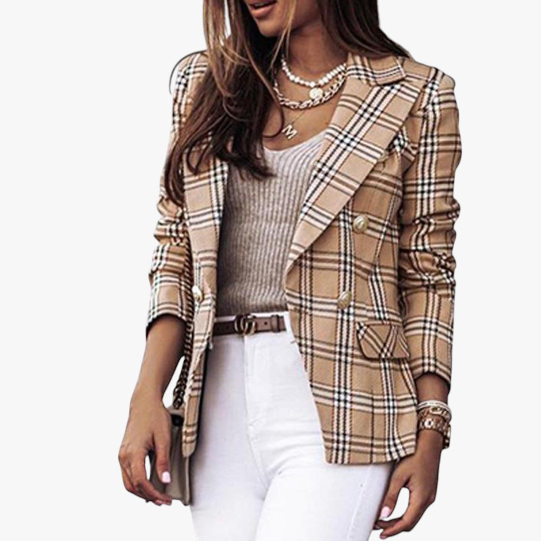 Women's Longline Blazer with Double Breasted and Work Style