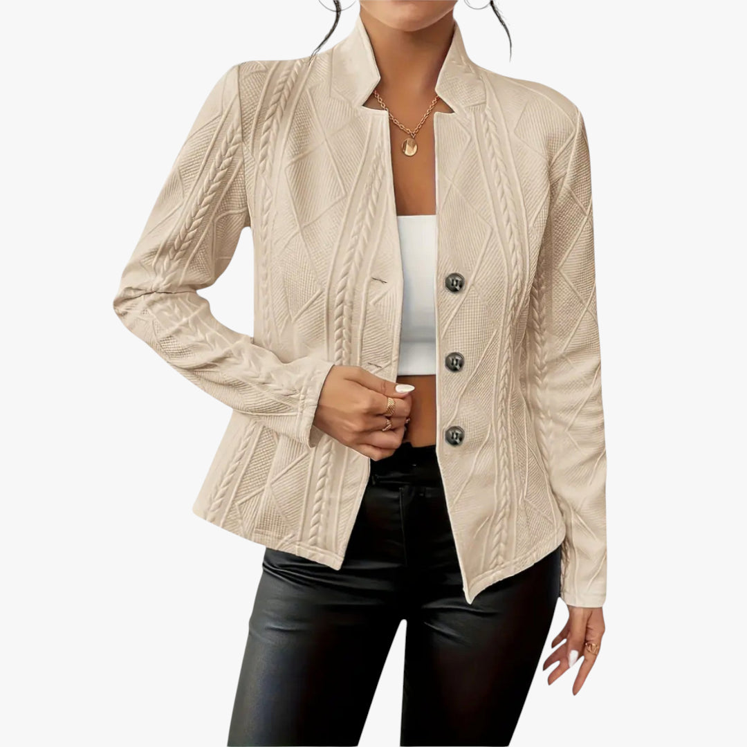Women's Lightweight Blazer with Funnel Neck and Work Style
