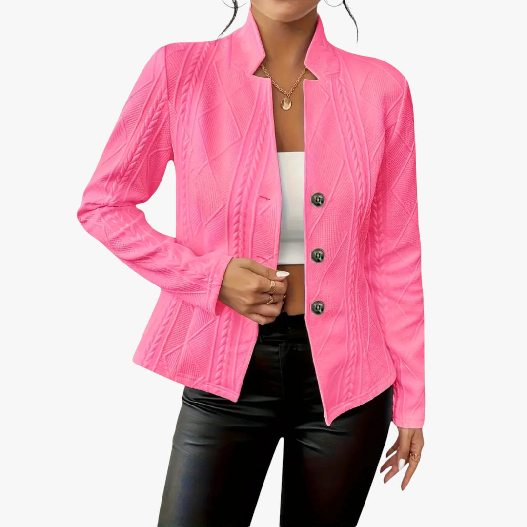 Women's Lightweight Blazer with Funnel Neck and Work Style