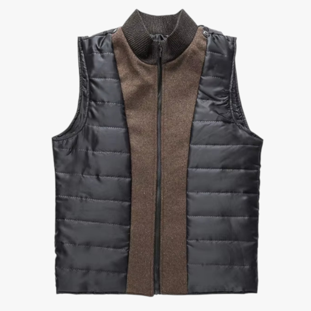 Men's Insulated Winter Jacket with High Collar and Quilted Lining