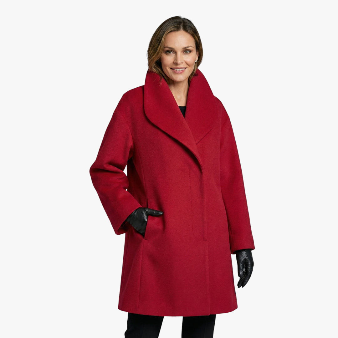 Women's Oversized Overcoat with High Collar and Side Pockets