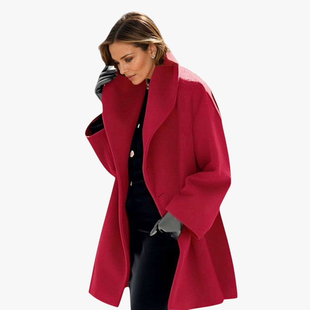 Women's Oversized Overcoat with High Collar and Side Pockets