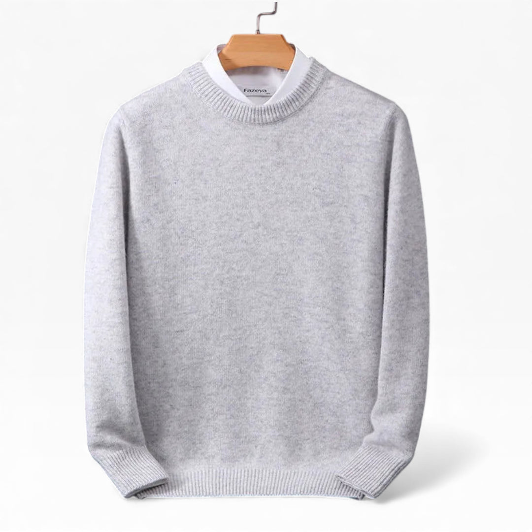Men's Crew Neck Jumper with Ribbed Cuffs and Soft Touch