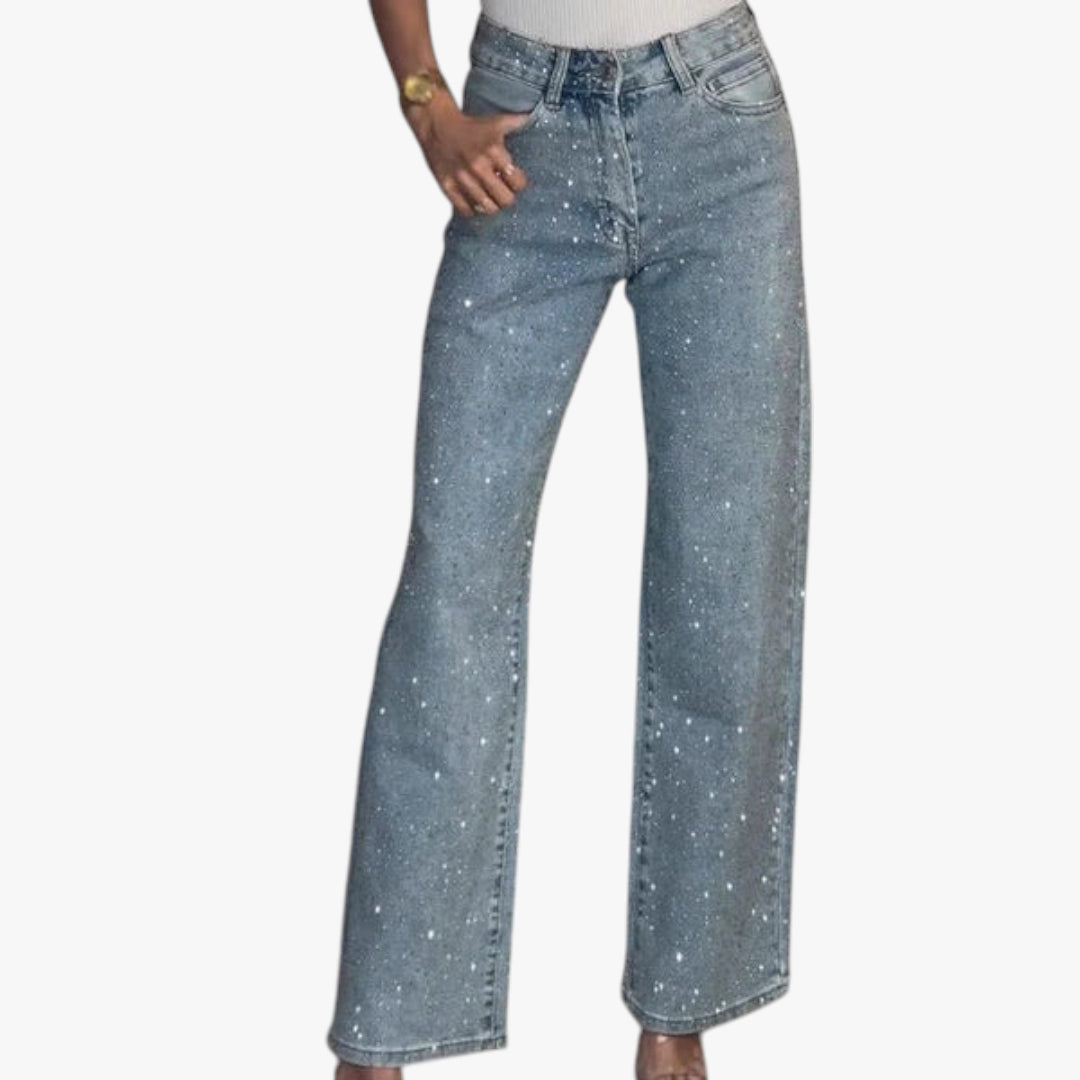 Women's Stretch Jeans with Straight Leg and High Waist