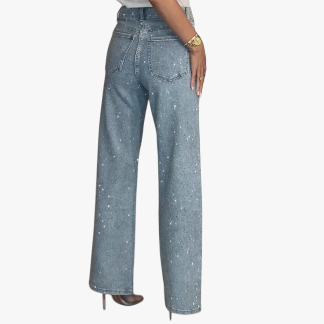 Women's Stretch Jeans with Straight Leg and High Waist