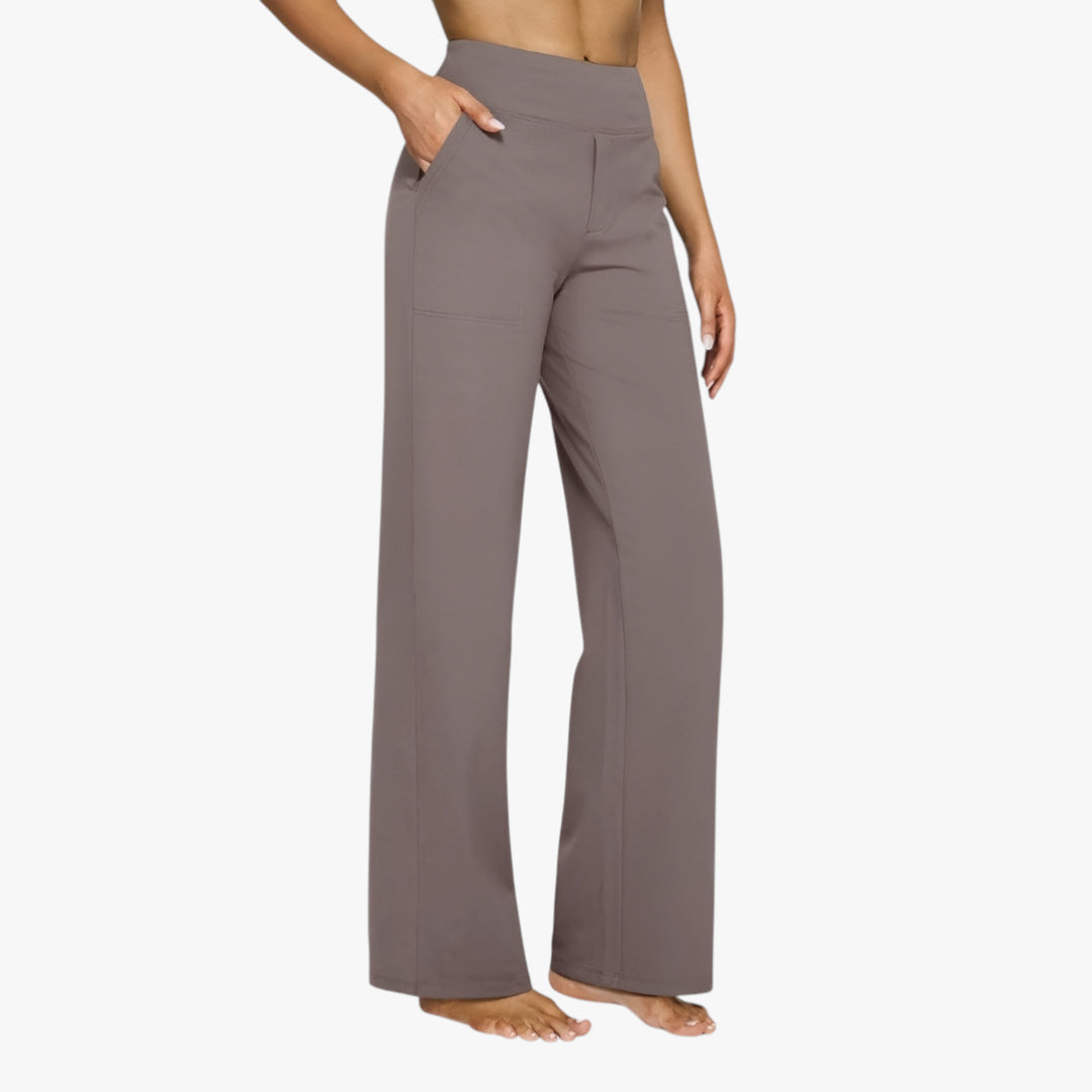 Women's Work Trousers with Wide Leg and High Waist