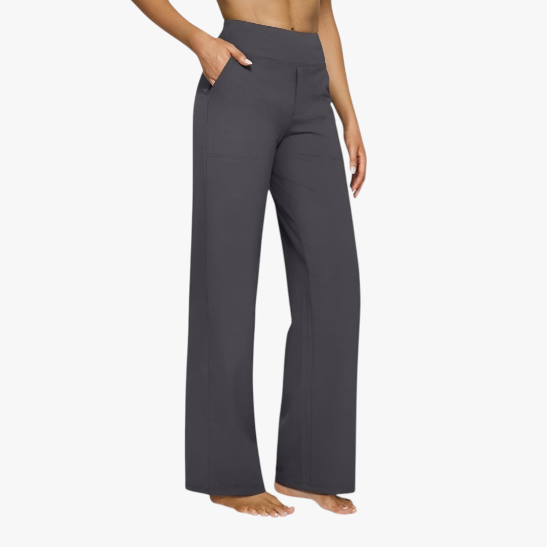 Women's Work Trousers with Wide Leg and High Waist