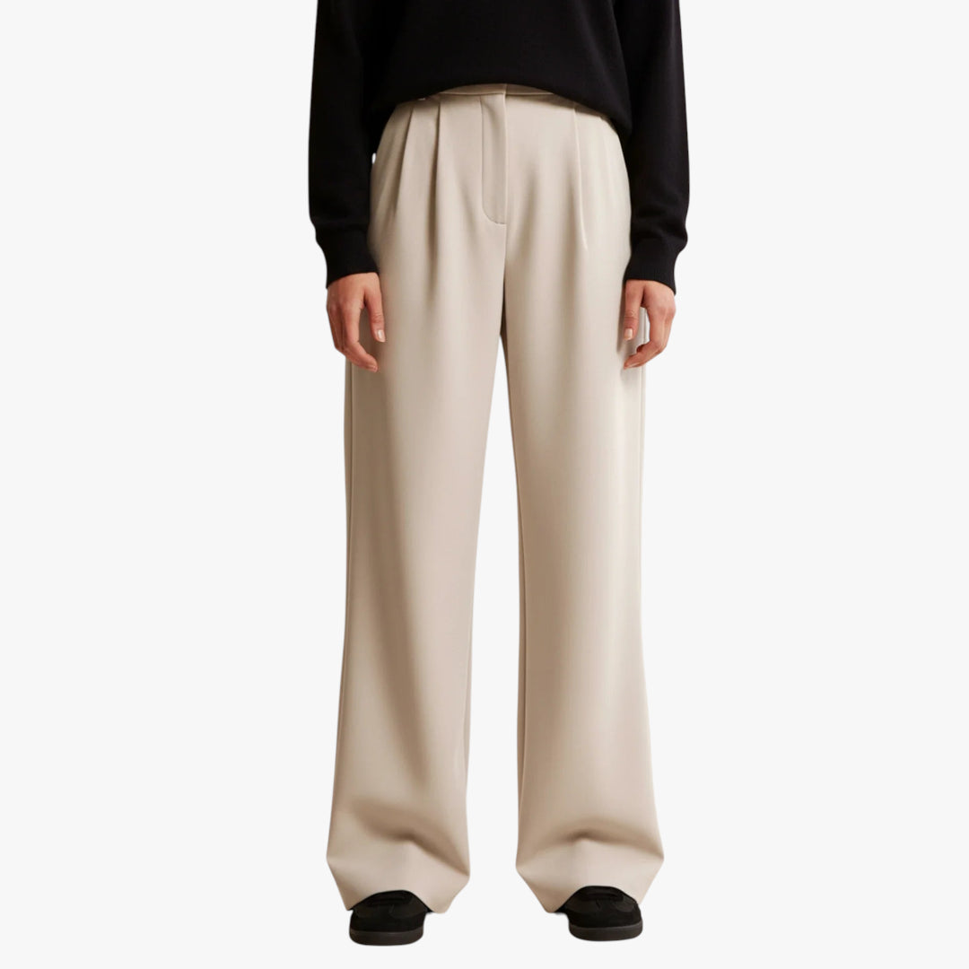 Women's Tailored Trousers with High Waist and Wide Leg