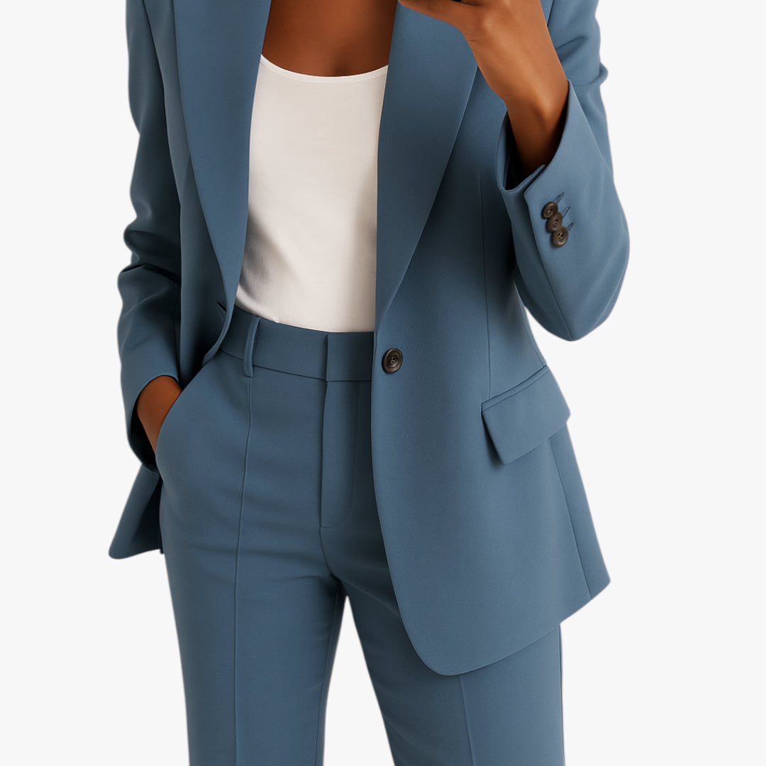 Women's Work Suit Set with High Waist and Pockets