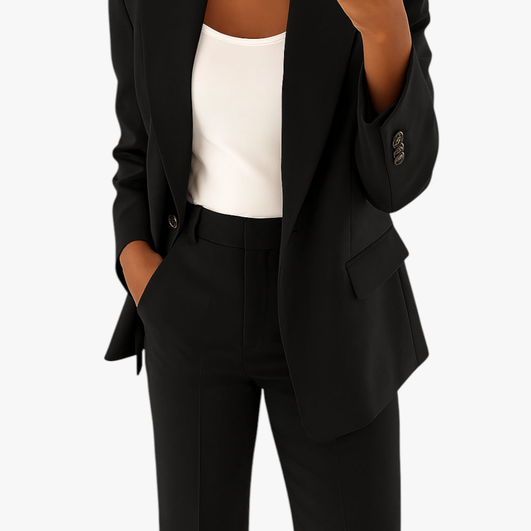 Women's Work Suit Set with High Waist and Pockets