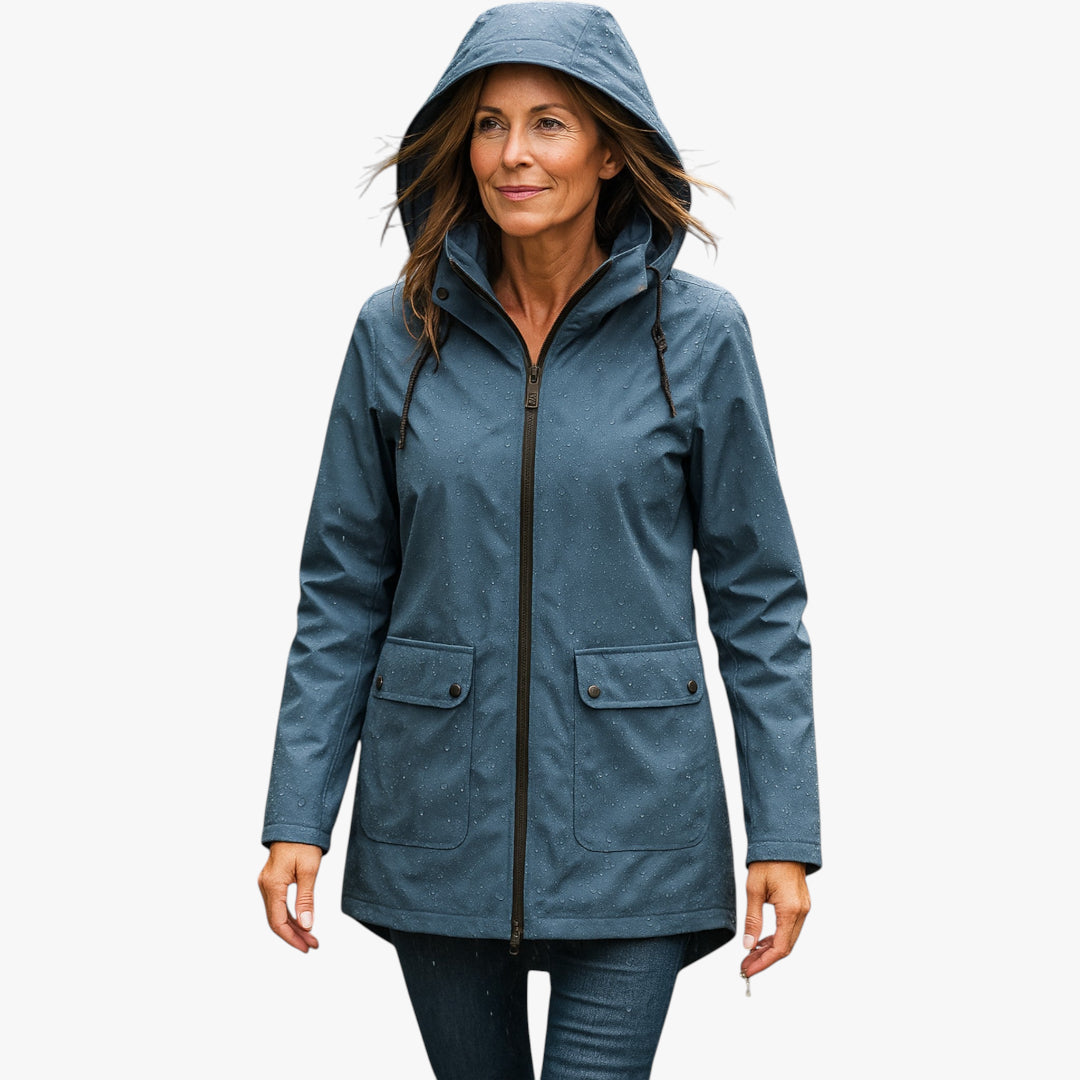 Women's Lightweight Rain Jacket with Hood and Zip-Up