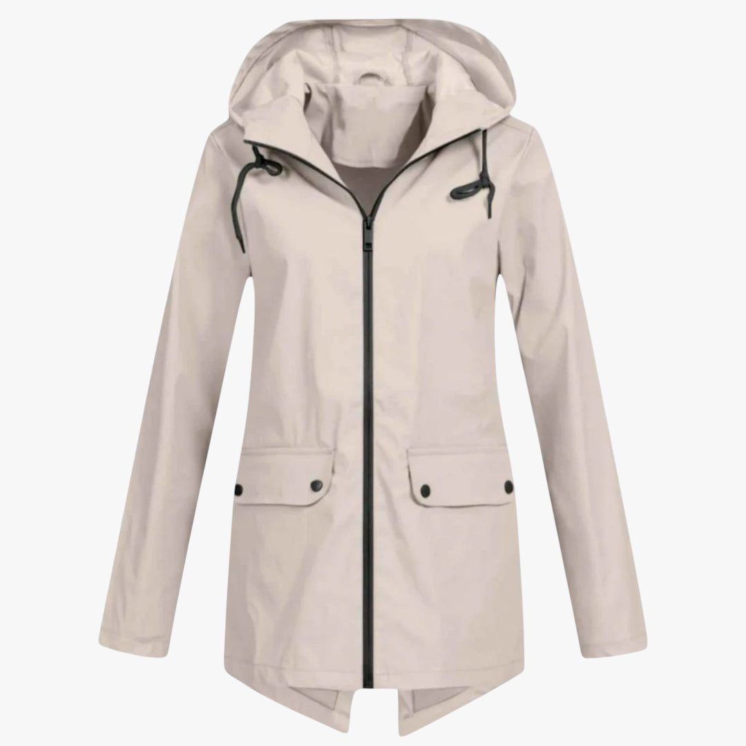 Women's Lightweight Rain Jacket with Hood and Zip-Up