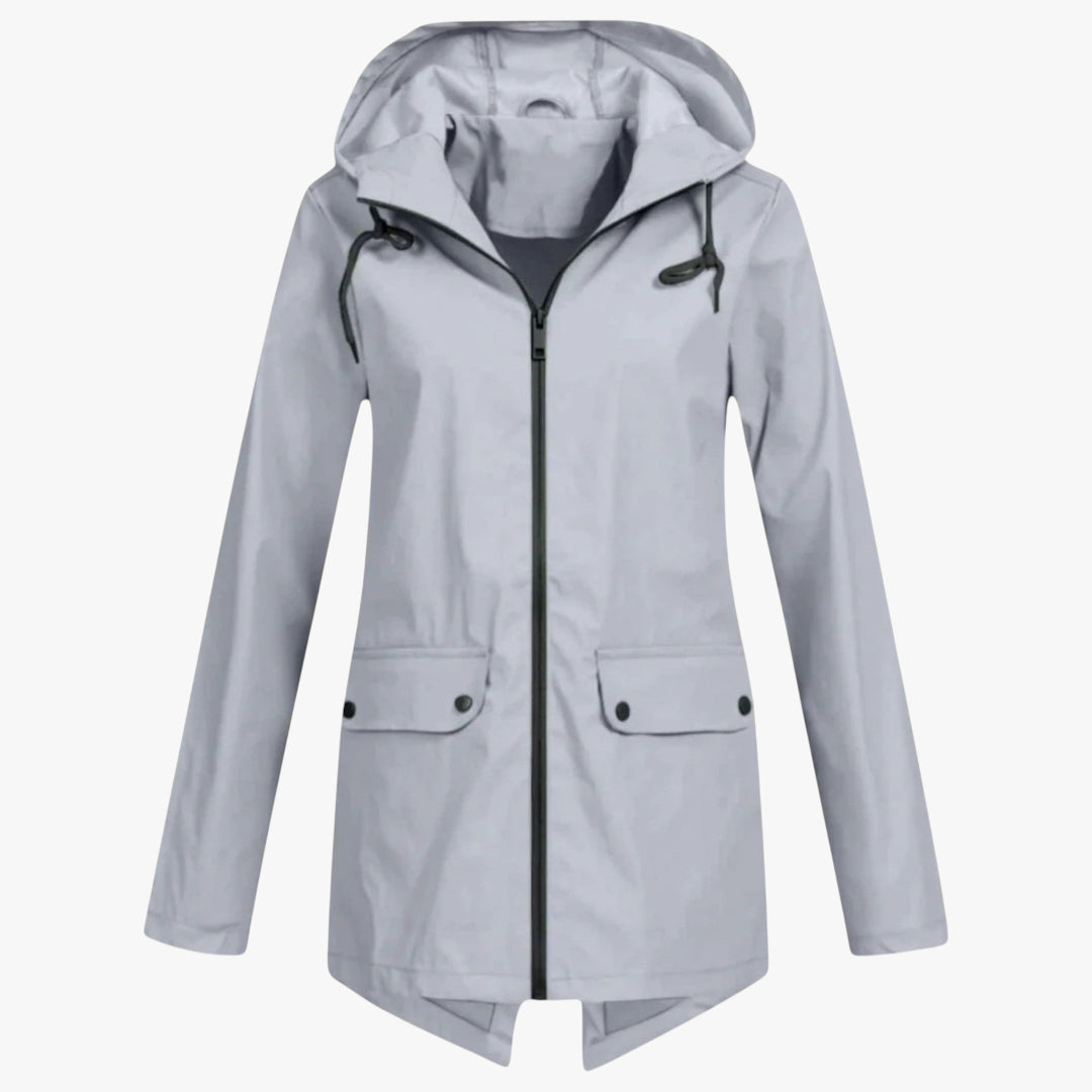 Women's Lightweight Rain Jacket with Hood and Zip-Up