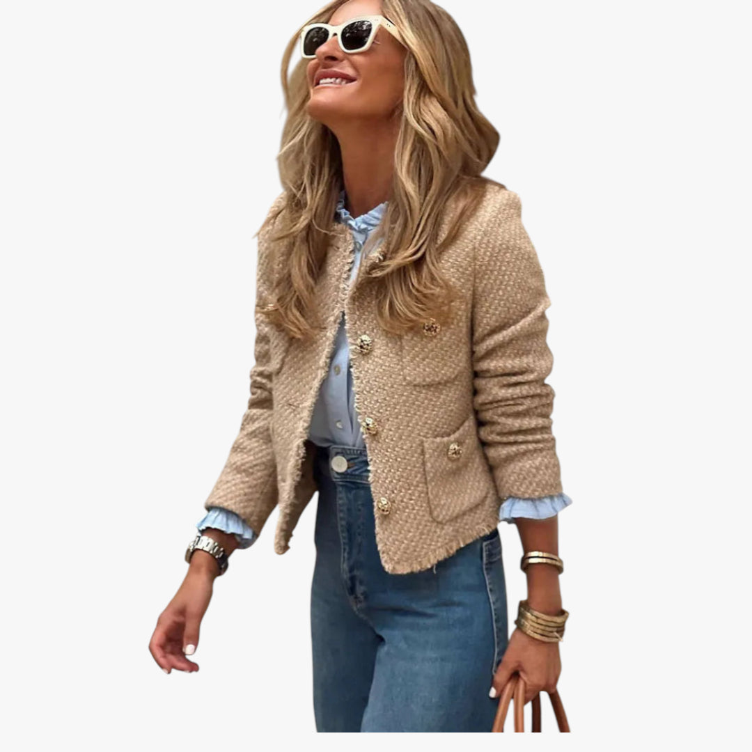 Women’s Fringe Trim Jacket with Button Front