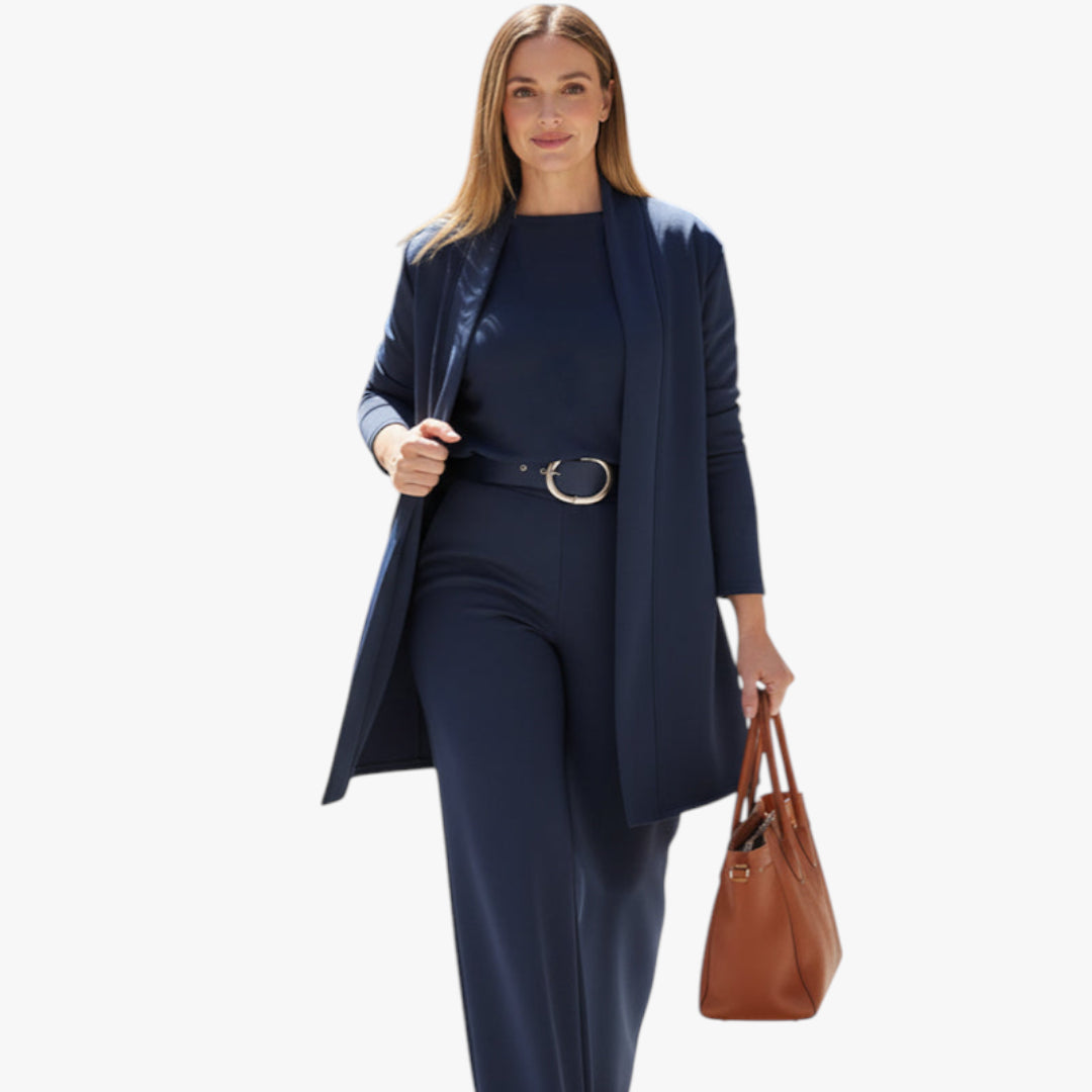 Women's Knitted 3-Piece Set with Elastic Waistband and Pockets