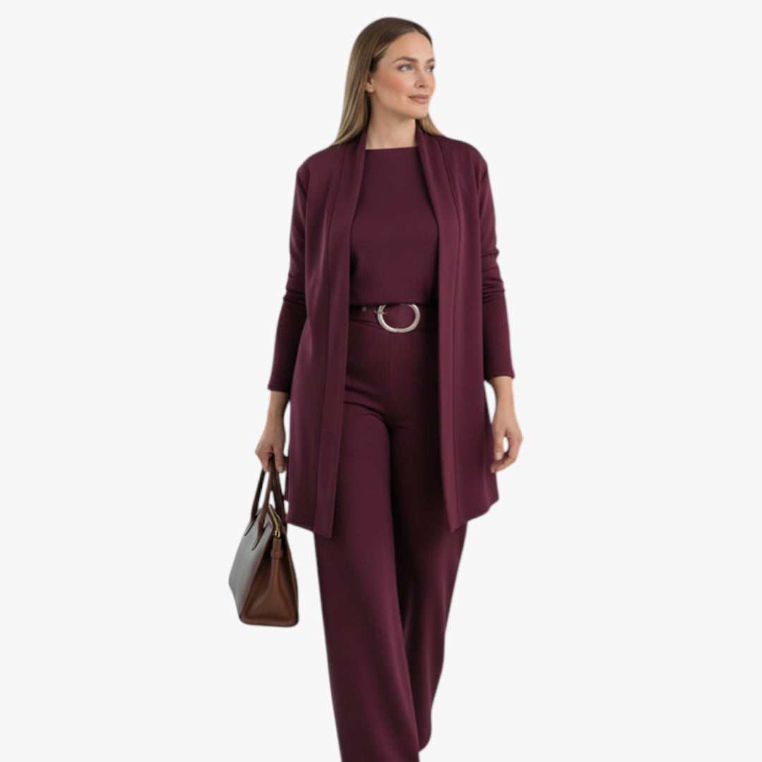 Women's Knitted 3-Piece Set with Elastic Waistband and Pockets