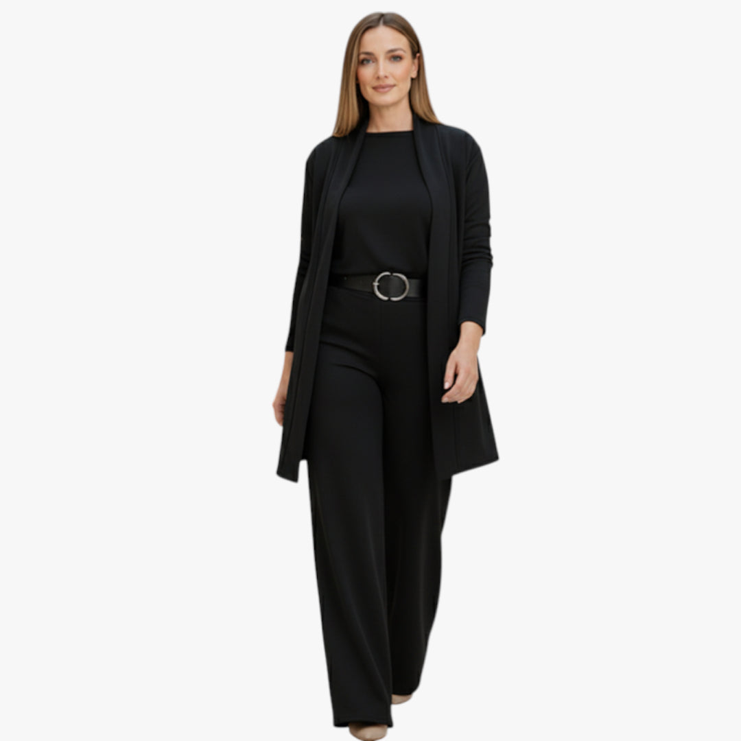 Women's Knitted 3-Piece Set with Elastic Waistband and Pockets