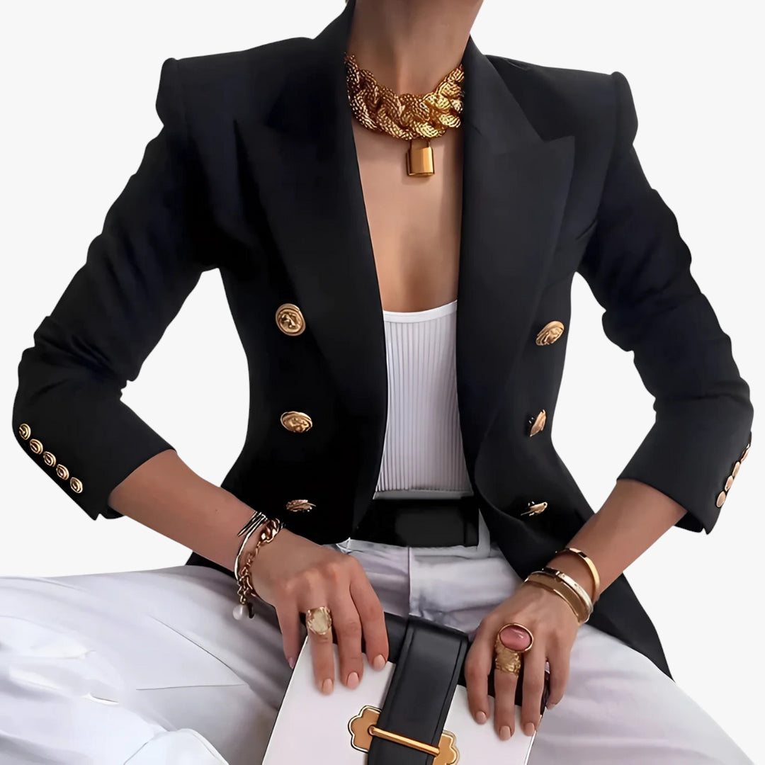 Women's Military Blazer with Double Breasted Front