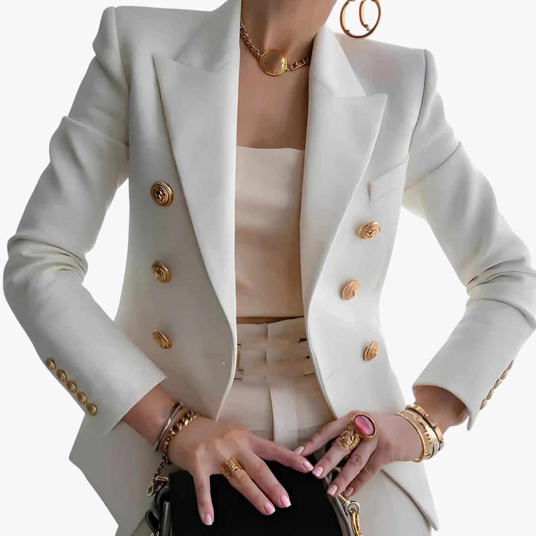 Women's Military Blazer with Double Breasted Front