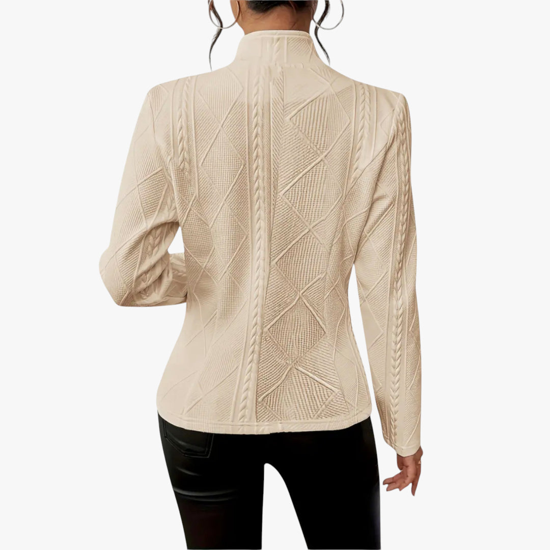 Women's Lightweight Blazer with Funnel Neck and Work Style