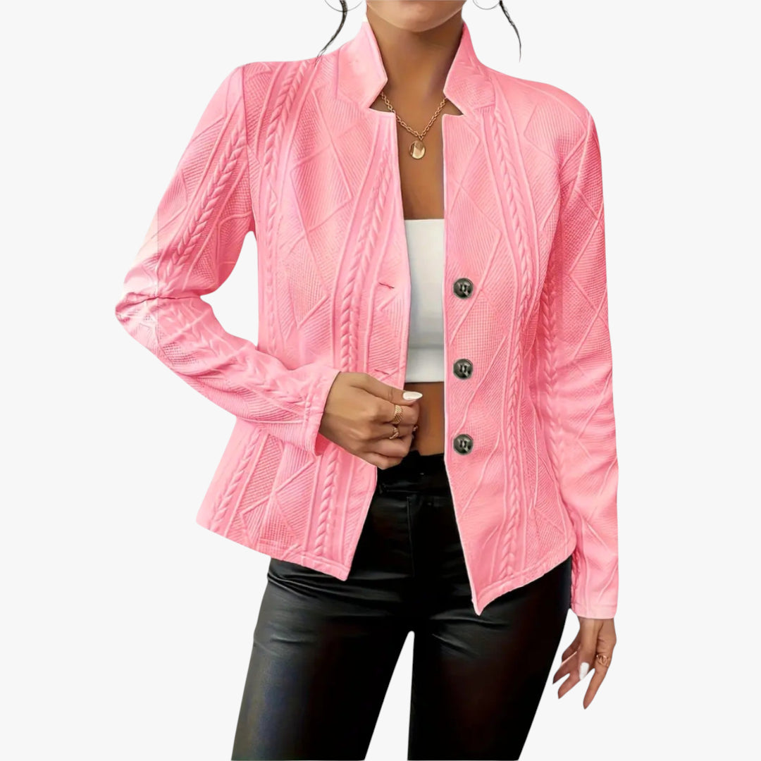 Women's Lightweight Blazer with Funnel Neck and Work Style
