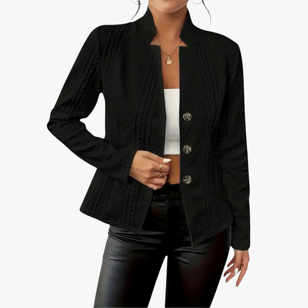 Women's Lightweight Blazer with Funnel Neck and Work Style