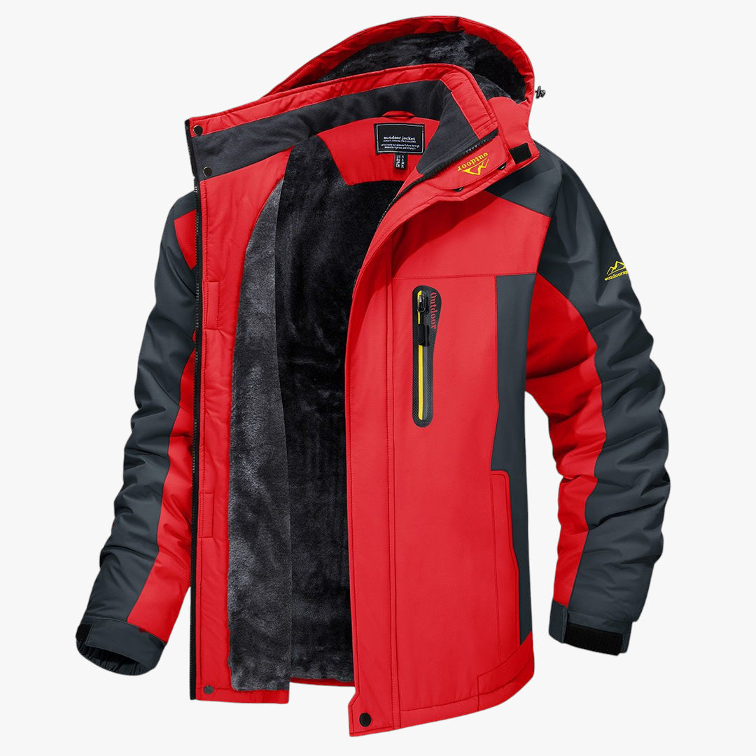 Men's Windproof Winter Jacket with Chest Pocket and Adjustable Cuffs