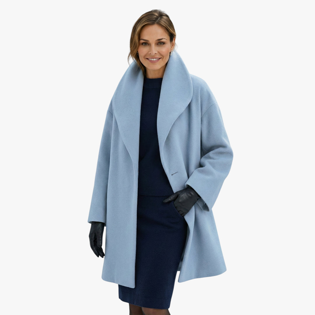 Women's Oversized Overcoat with High Collar and Side Pockets