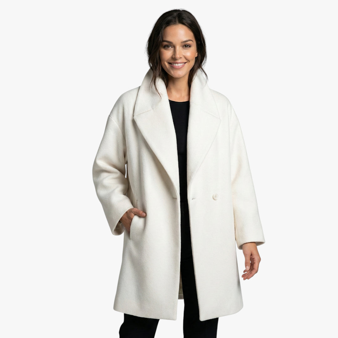 Women's Oversized Overcoat with High Collar and Side Pockets