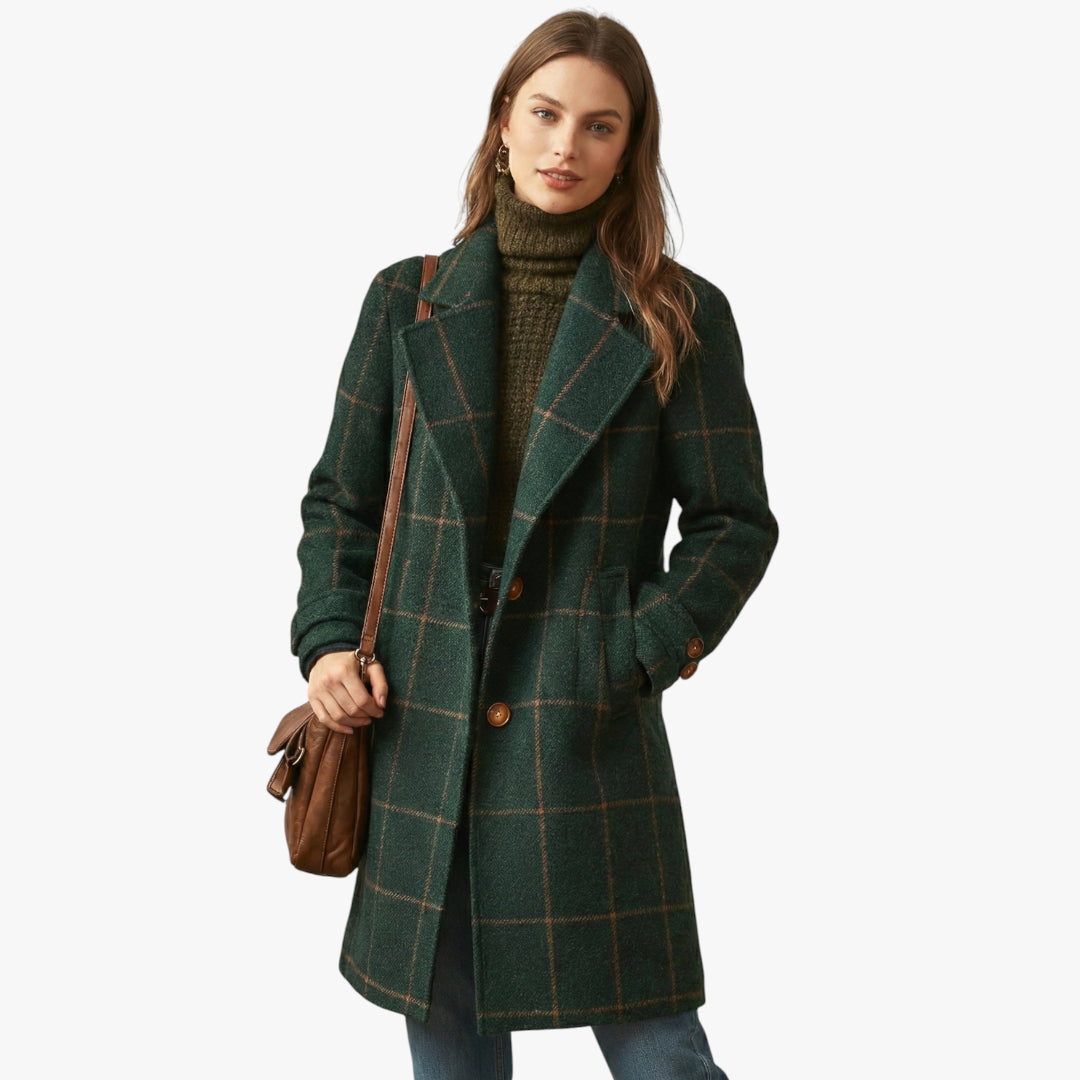 Women's Structured Longline Coat with Button Closure and Side Pockets