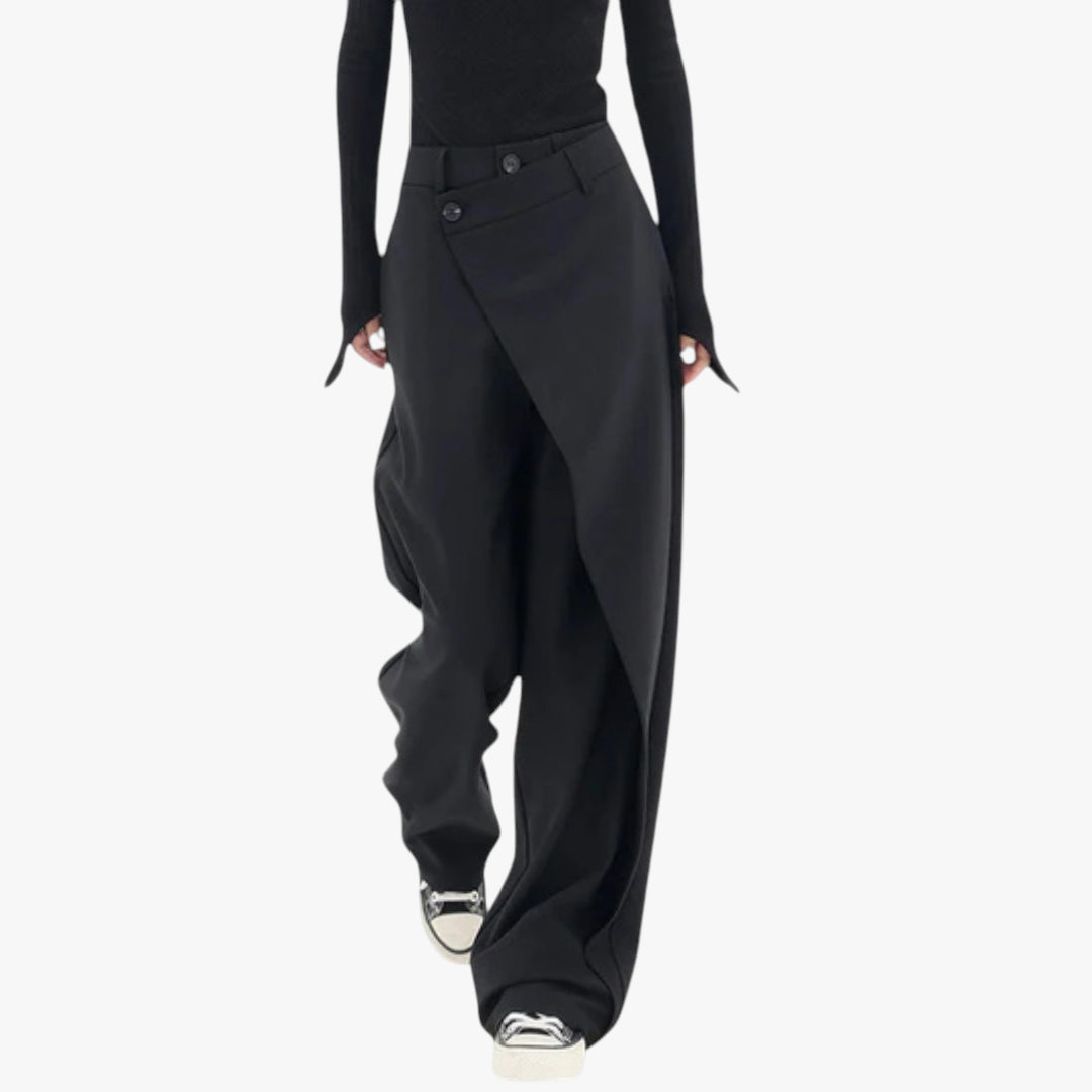 Women's Tailored Trousers with Wide Leg and High Waist