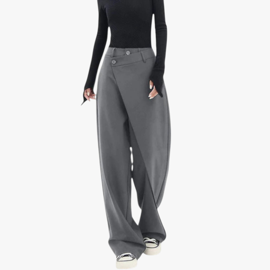 Women's Tailored Trousers with Wide Leg and High Waist