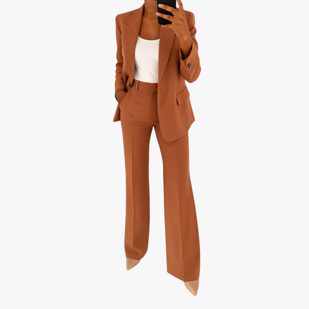 Women's Work Suit Set with High Waist and Pockets