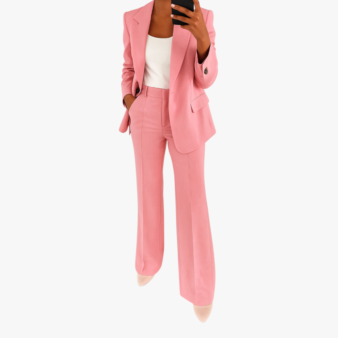 Women's Work Suit Set with High Waist and Pockets