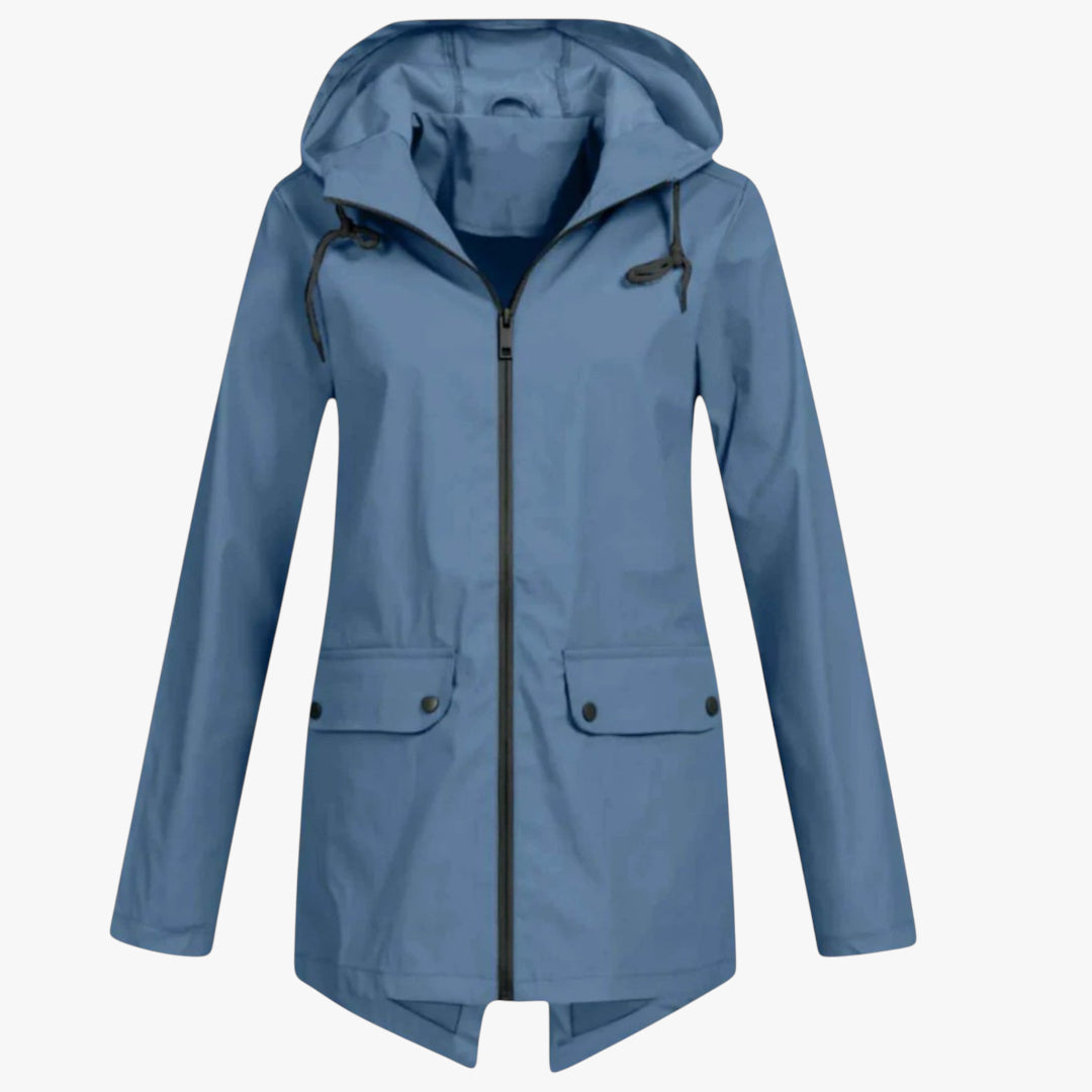 Women's Lightweight Rain Jacket with Hood and Zip-Up