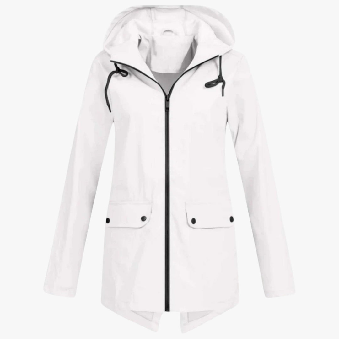 Women's Lightweight Rain Jacket with Hood and Zip-Up