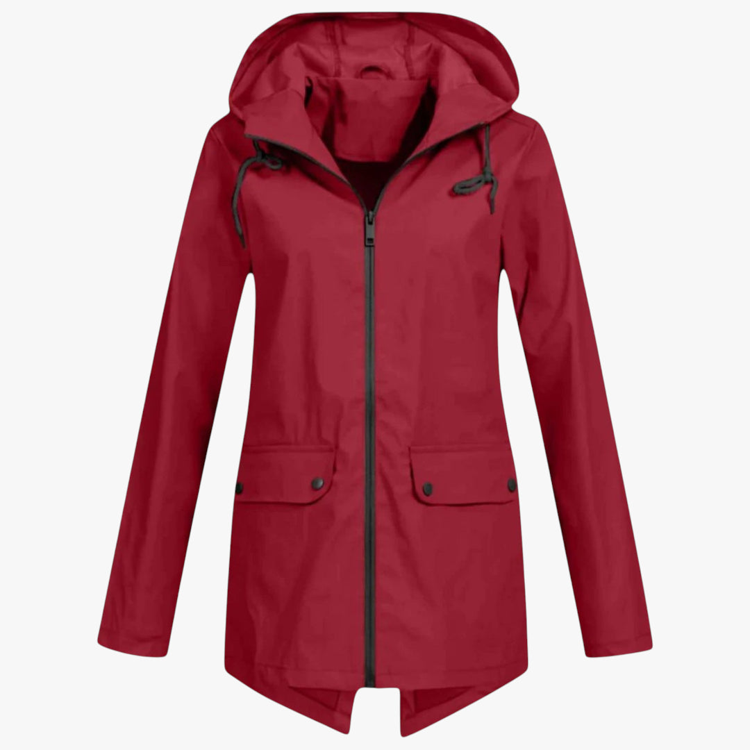 Women's Lightweight Rain Jacket with Hood and Zip-Up