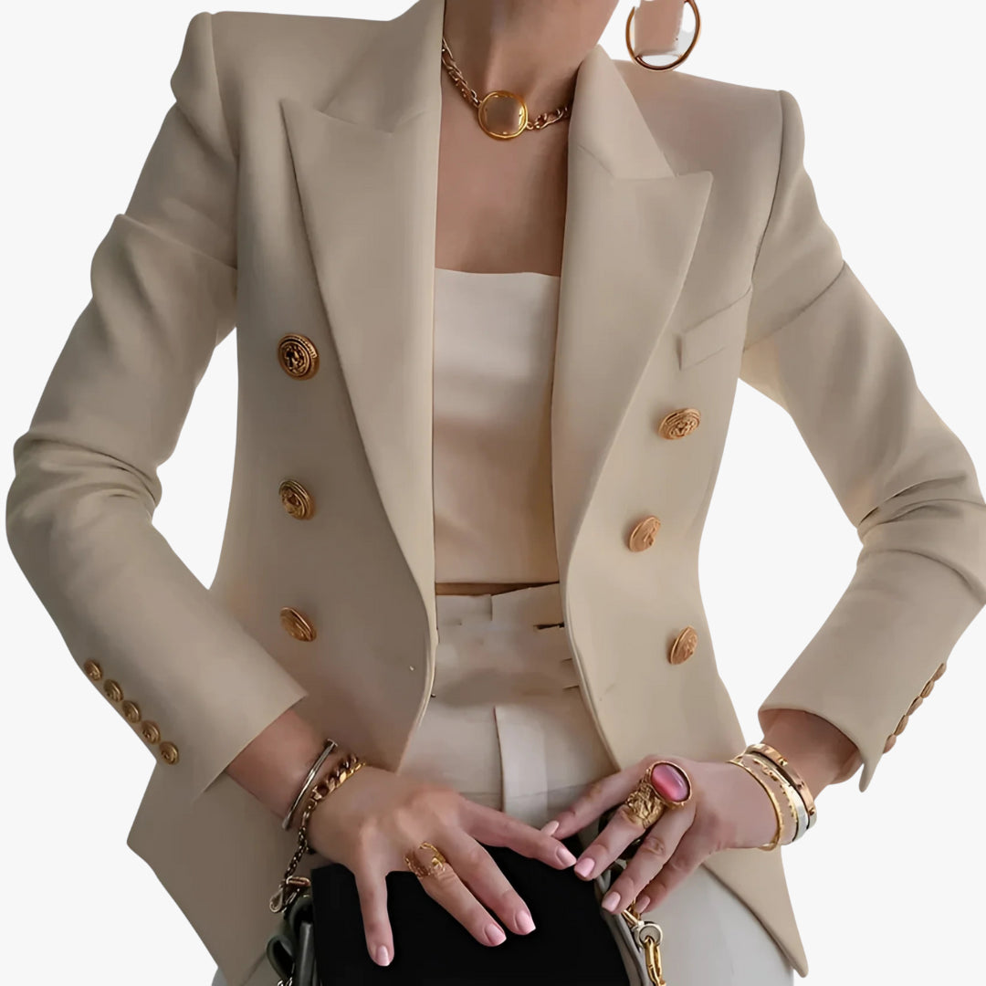 Women's Military Blazer with Double Breasted Front