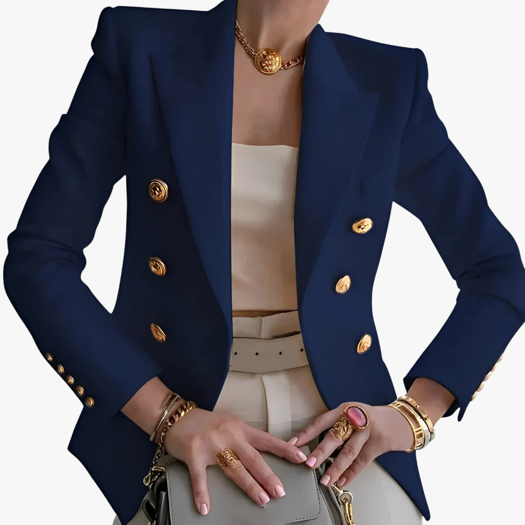 Women's Military Blazer with Double Breasted Front