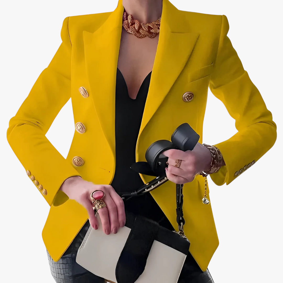 Women's Military Blazer with Double Breasted Front